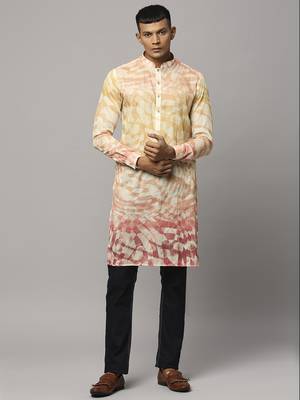 Sunset yellow ombre kurta with sequins 1