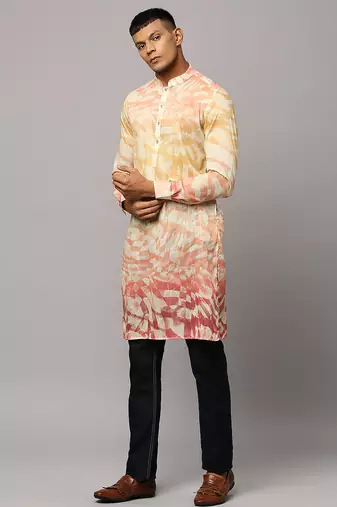 Sunset yellow ombre kurta with sequins