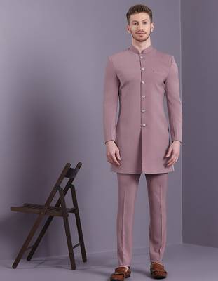 Onion pink indowestern with lucknowi embroidered long jacket 4