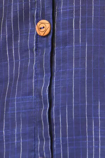 Blue textured cotton handloom a-line kurta