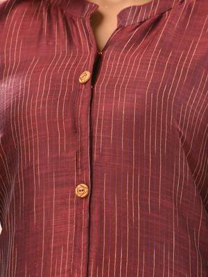 Maroon textured cotton handloom a-line kurta 4