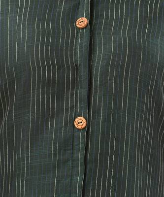 Bottle green textured cotton handloom a-line kurta 4