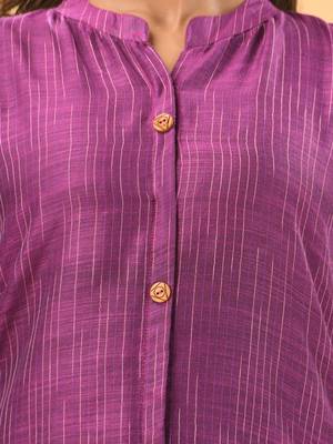 Purple textured cotton handloom a-line kurta 4