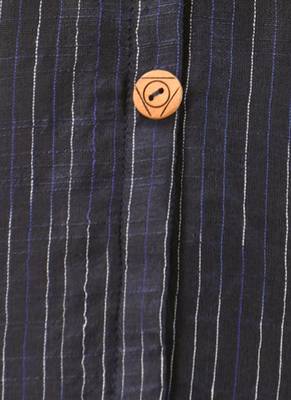 Midnight blue textured cotton handloom a-line kurta 4