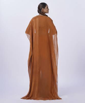 Orange organza plain pants with shrug & embroidered blouse 4