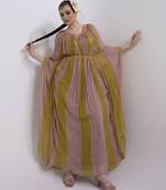 Multi color georgette plain kaftan detachable belt