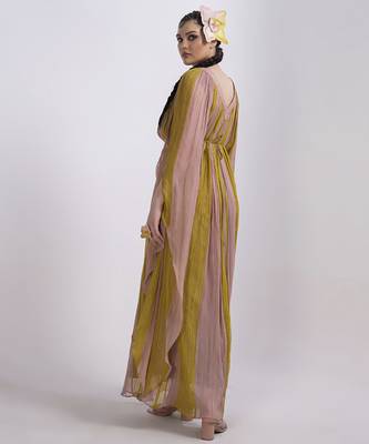 Multi color georgette plain kaftan detachable belt 2