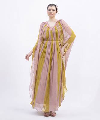 Multi color georgette plain kaftan detachable belt 3