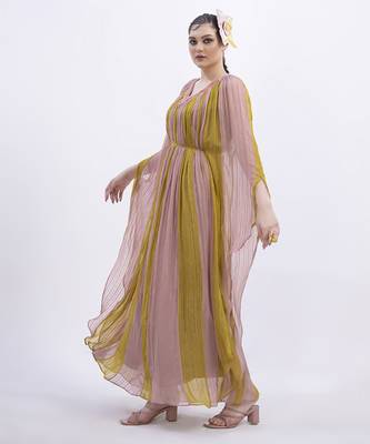 Multi color georgette plain kaftan detachable belt 4