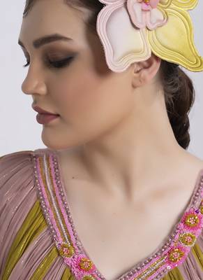 Multi color georgette plain kaftan detachable belt 5