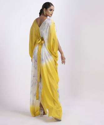 Multi color satin plain kaftan detachable belt 3