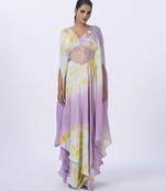 Purple satin plain kaftan
