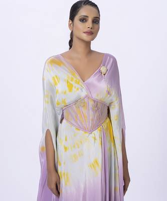 Purple satin plain kaftan 2