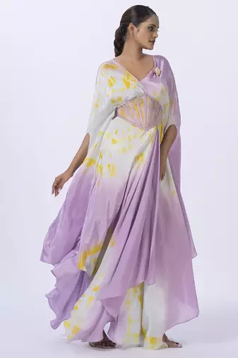Purple satin plain kaftan