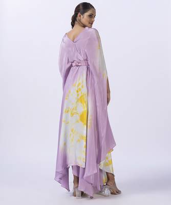 Purple satin plain kaftan 5