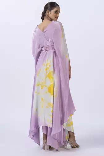 Purple satin plain kaftan