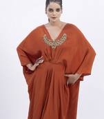 Orange crepe plain kaftan