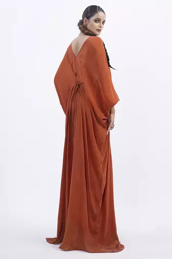 Orange crepe plain kaftan