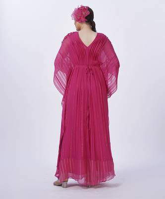 Pink georgette plain kaftan with inner 4