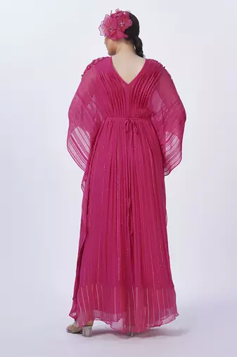 Pink georgette plain kaftan with inner