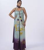 Green satin embroidered kurta set