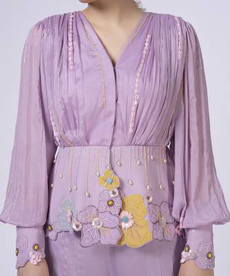 Purple polyester plain co ord set 2