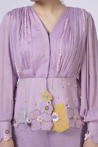 Purple polyester plain co ord set
