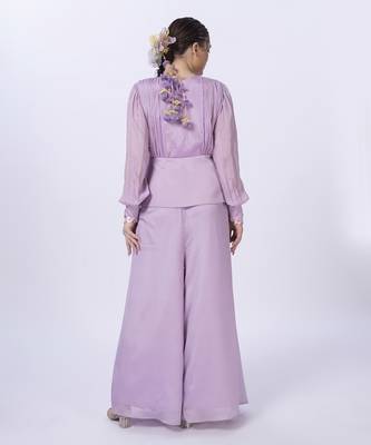 Purple polyester plain co ord set 3