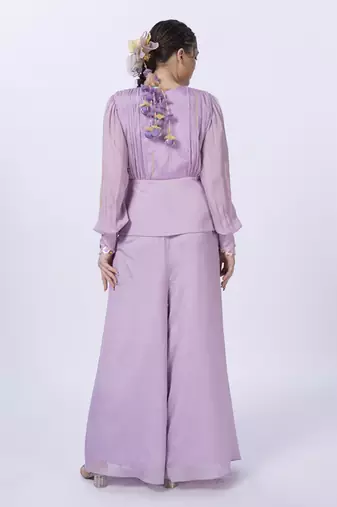 Purple polyester plain co ord set