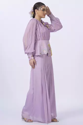Purple polyester plain co ord set