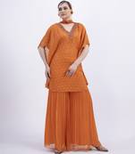 Orange chanderi plain sharara set