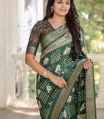 Soft chanderi with hand-block printed saree with blouse piece