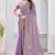 Lavender zari embroidered silk blend saree with blouse piece