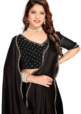 Black handwork zarkan border designer chiffon saree with blouse piece 5