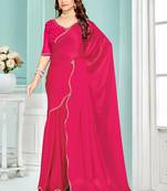 Rani handwork zarkan border designer chiffon saree with blouse piece