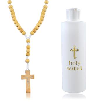 Christian rosary & holy water bottle combo 1