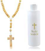 Christian rosary & holy water bottle combo