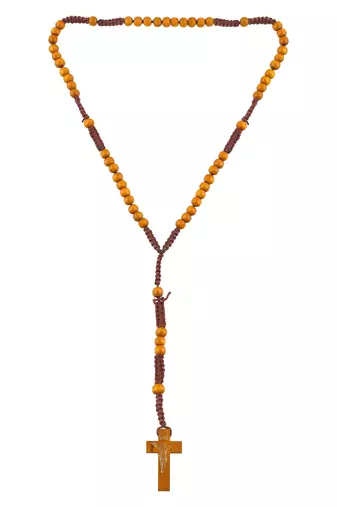 Dzine Trendz Rosary & Water Bottle Combo Brass with Pearl Accents Brown 8×5 cm