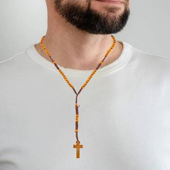 Dzine Trendz Rosary & Water Bottle Combo Brass with Pearl Accents Brown 8×5 cm 4