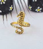 Brass antique gold sea horse finger ring