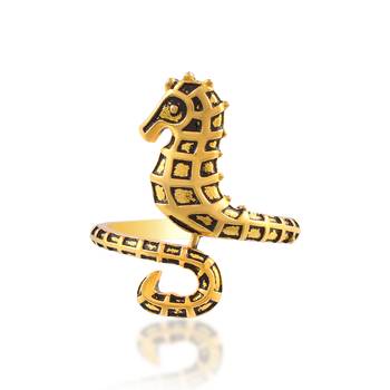 Brass antique gold sea horse finger ring 2