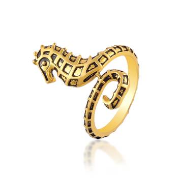 Brass antique gold sea horse finger ring 3