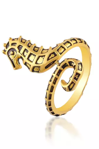 Brass antique gold sea horse finger ring