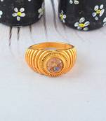 Brass gold plated yellow quartz finger ring