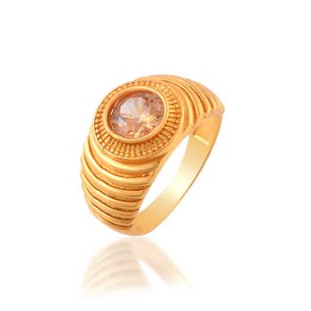Brass gold plated yellow quartz finger ring 2