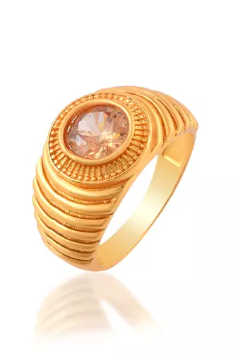 Brass gold plated yellow quartz finger ring