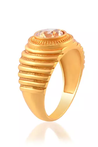 Brass gold plated yellow quartz finger ring