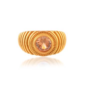Brass gold plated yellow quartz finger ring 4