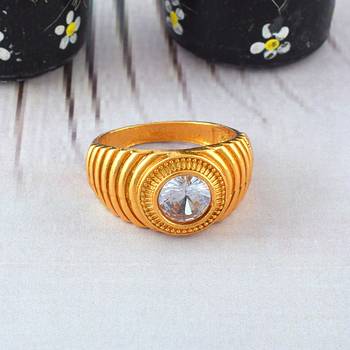 Brass gold white quartz finger ring 1