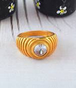 Brass gold white quartz finger ring